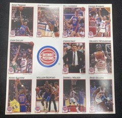 1990-91 & 1991-92 NBA Hoops Detroit Pistons Uncut Sheet 12-Card Team Set Rodman