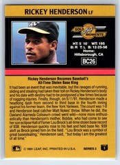 1991 Leaf – Gold Leaf Rookies Bonus Rickey Henderson #BC26