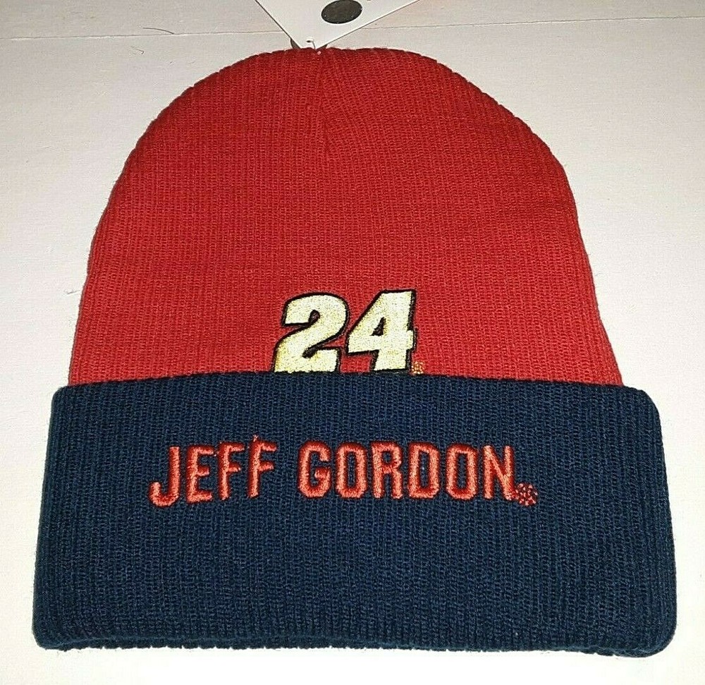 Jeff Gordon #24 Nascar Red and Navy Knit Hat with Cuff