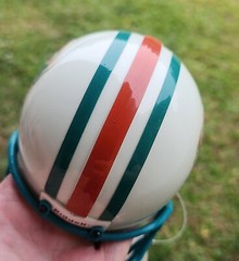 MIAMI DOLPHINS RIDDELL THROWBACK COLLECTIBLE 2-7/8 MICRO FOOTBALL HELMET DAMAGE