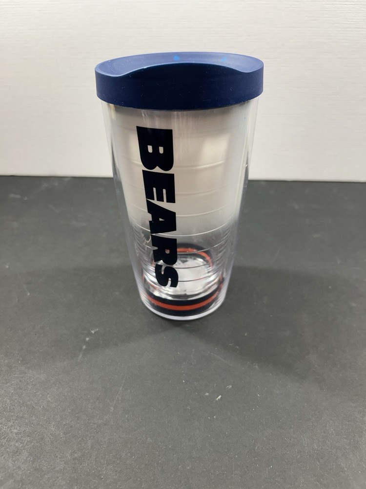 Tervis Chicago Bears Tumbler Cup 16 oz Clear Made In USA Blue Lid