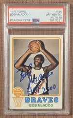 1973 Topps #135 Bob McAdoo Braves Rookie Basketball Card PSA / DNA 10 AUTO RC