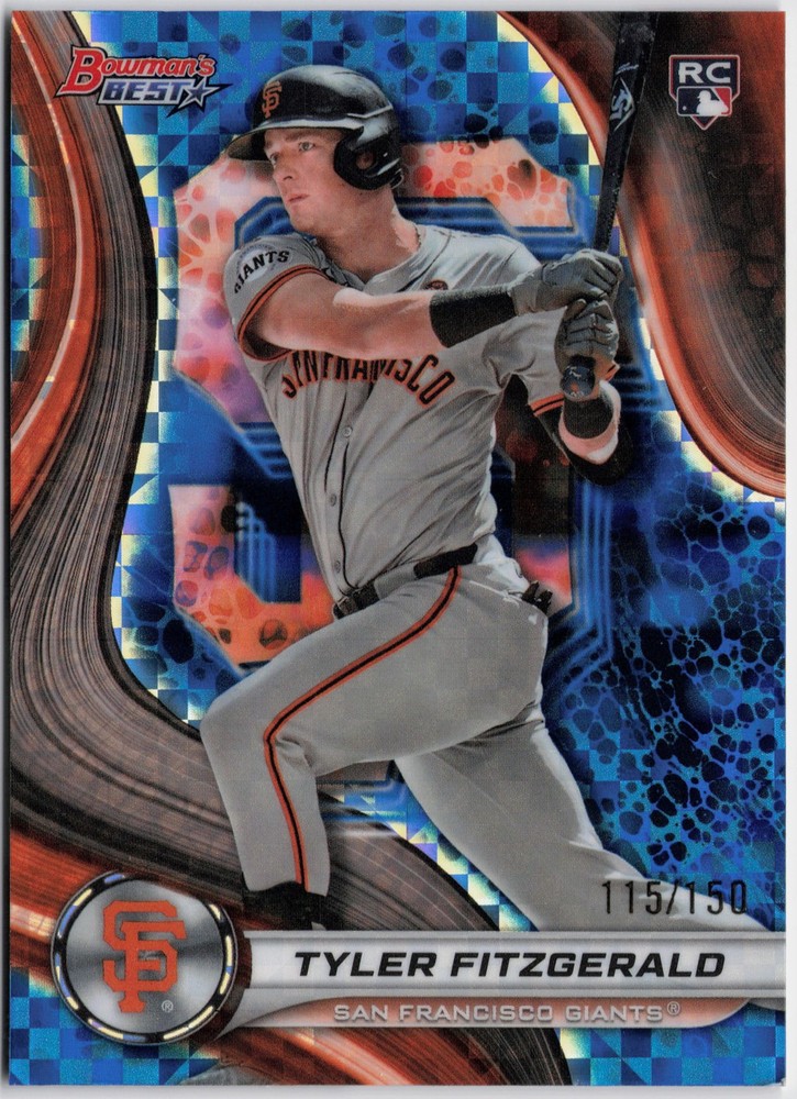 2024 Bowman&rsquo;s Best #25 Tyler Fitzgerald Blue X-Fractors #/150 RC Rookie