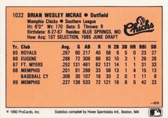 PROSPECT – Brian McRae – 1990 ProCards Minor League #1022