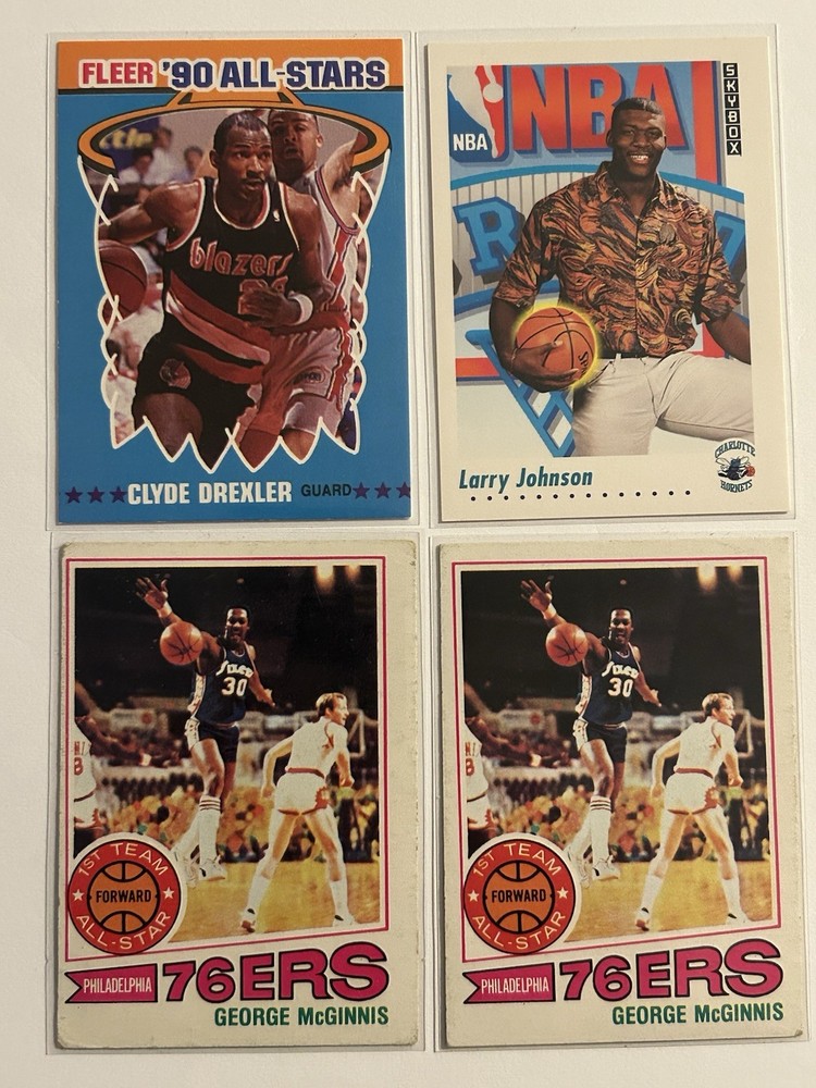 NBA Card Lot Clyde Drexler Larry Johnson George McGinnis Basketball Cards