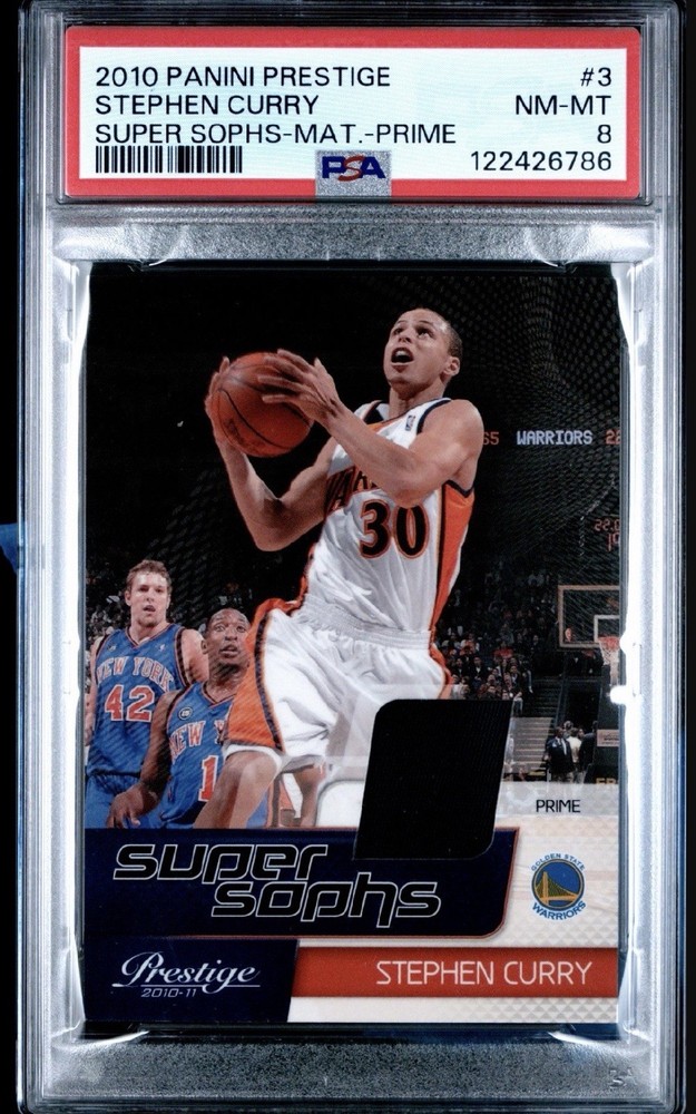 Panini 2010-11 Prestige Stephen Curry Super Sophs Mat Prime #3 /49 PSA 8
