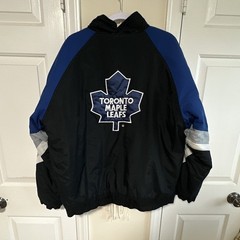 Toronto Maple Leafs NHL Hockey Jacket Black Blue Gray White Ravens Authentic LG