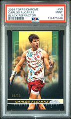 Carlos Alcaraz 2024 Topps Chrome Tennis Black Refractor /10 PSA 9