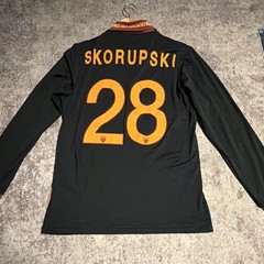 AS Roma Skorupski #28 Long Sleeve Soccer Sewn Jersey Shirt Black Red Orange