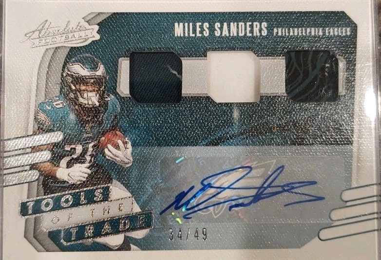 2020 Panini Absolute Tools of The Trade Triple Relics Prime Miles Sanders Auto