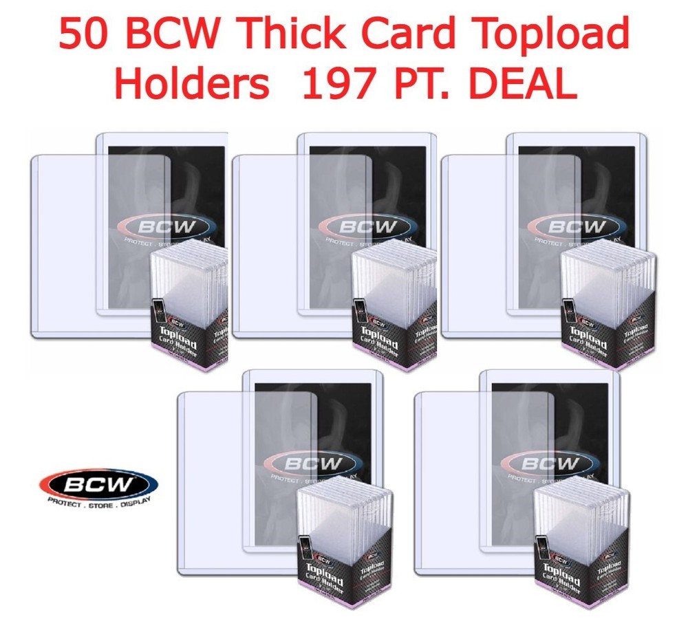 50 BCW Toploader 3×4 For Memorabilia Trading Card Thick 197pt Rigid PVC Holders