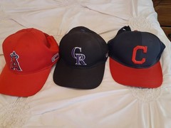 MLB Baseball Cap qty 3 LA Angels Rockies Cleveland Indians Red/Black/Navy Blue