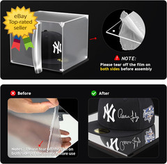 Clear Acrylic Hat Display Case with Mirror Base Baseball Cap Snapback Holder Box