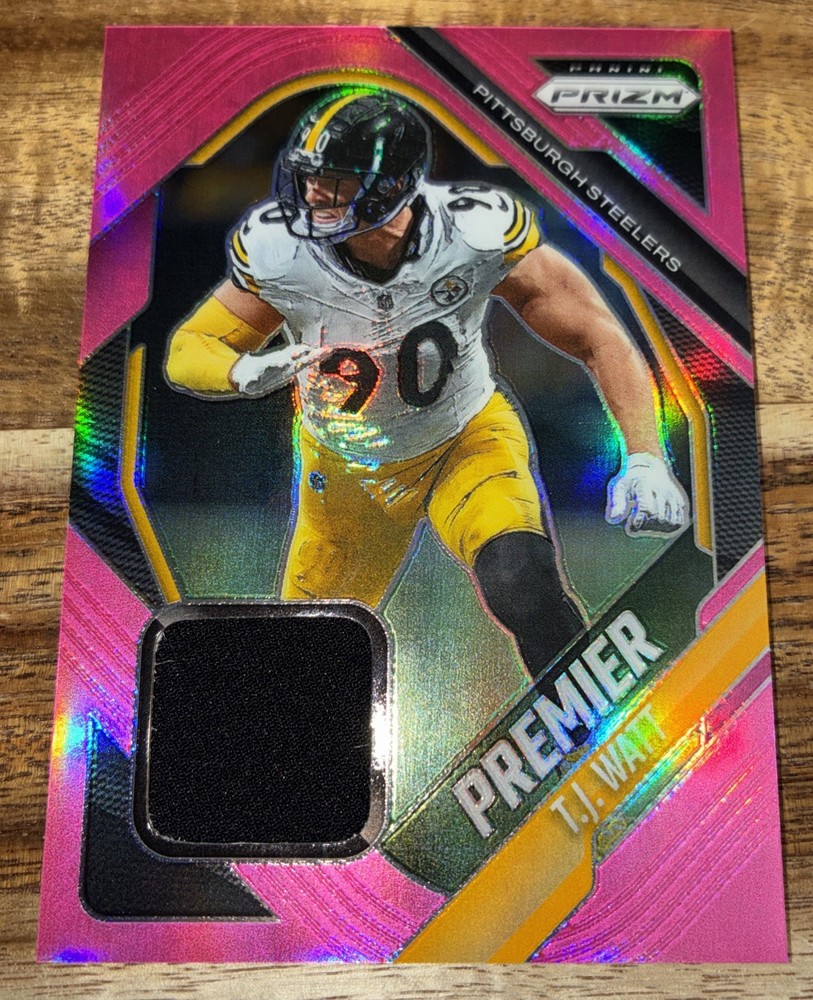 2025 Panini Prizm TJ Watt PJY-TJW Pink Parallel Premier Patch Steelers