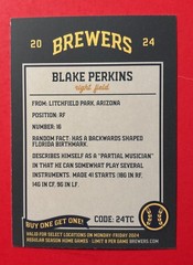 2024 MILWAUKEE BREWERS BLAKE PERKINS Regional Police Safety Baseball Card RARE