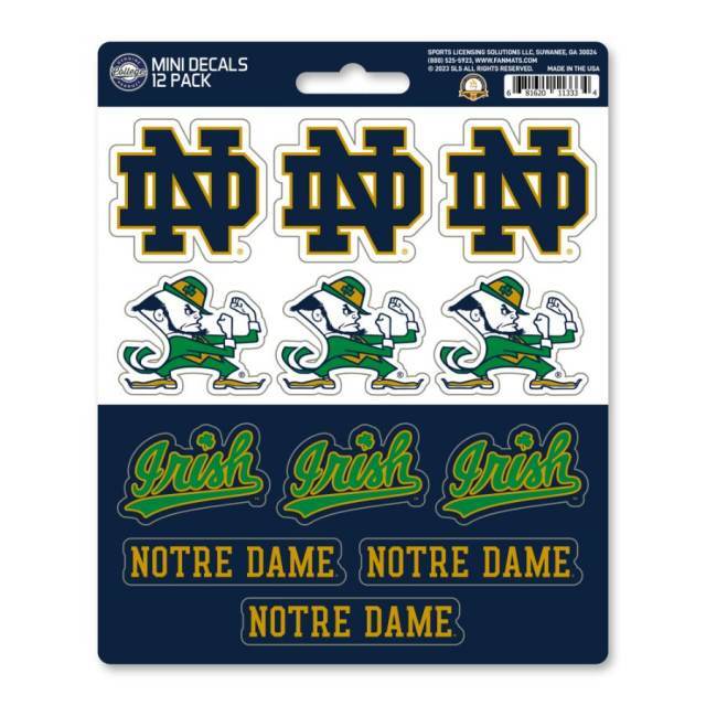 University Of Notre Dame Fighting Irish – Set Of 12 Sticker Sheet