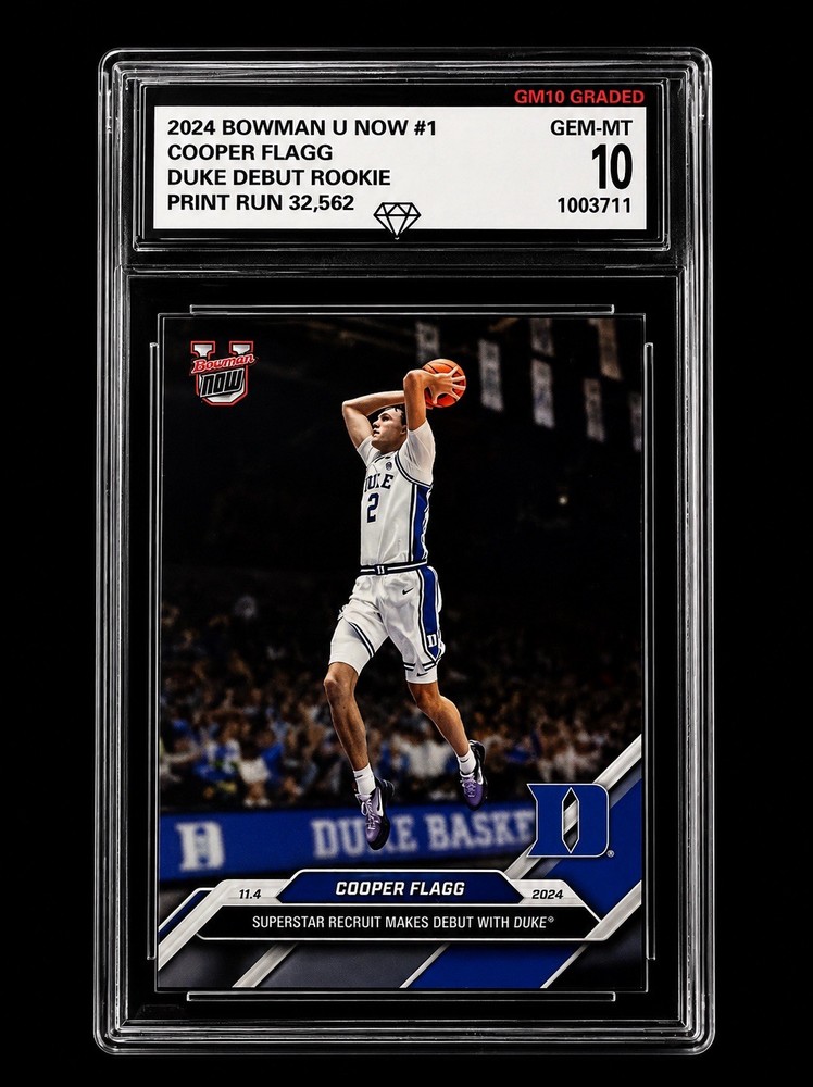 Cooper Flagg 2024 Bowman U NOW #1 Duke Debut Rookie GM10 Gem Mint 10 RC
