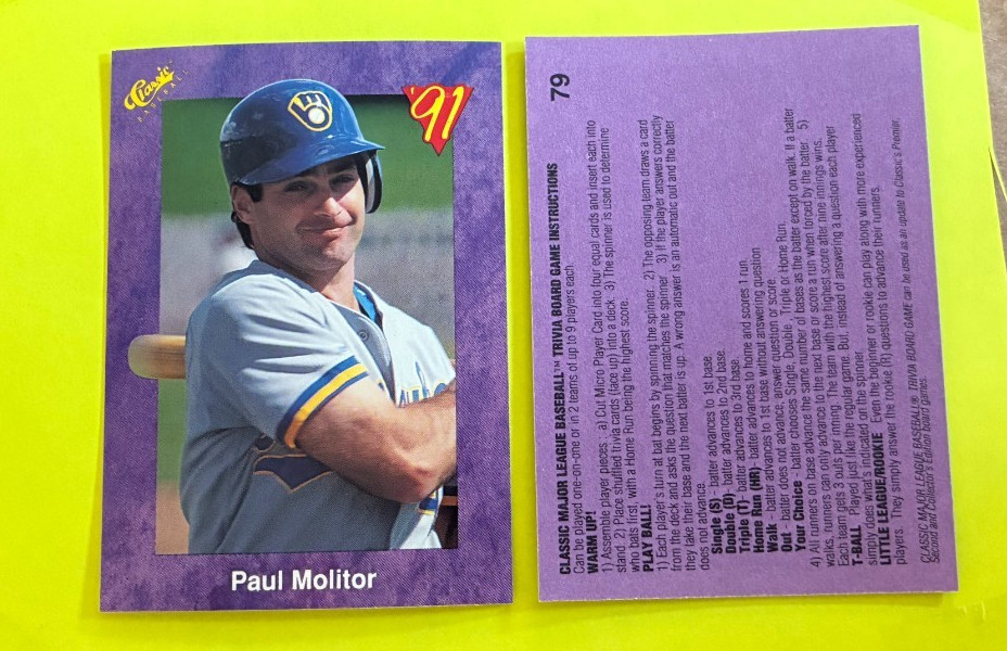1991 Classic Purple Singles #79 Paul Molitor