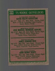 1975 TOPPS ROOKIE OUTFIELDERS #616 JIM RICE VG