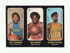 1971-72 Topps Trios Stickers #7-8-9 Nate Thurmond, Earl Monroe, Spencer Haywood