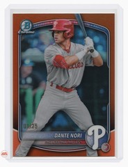 2025 Bowman Draft Dante Nori Chrome True Orange Ref #BDC-33 1/25 First Print