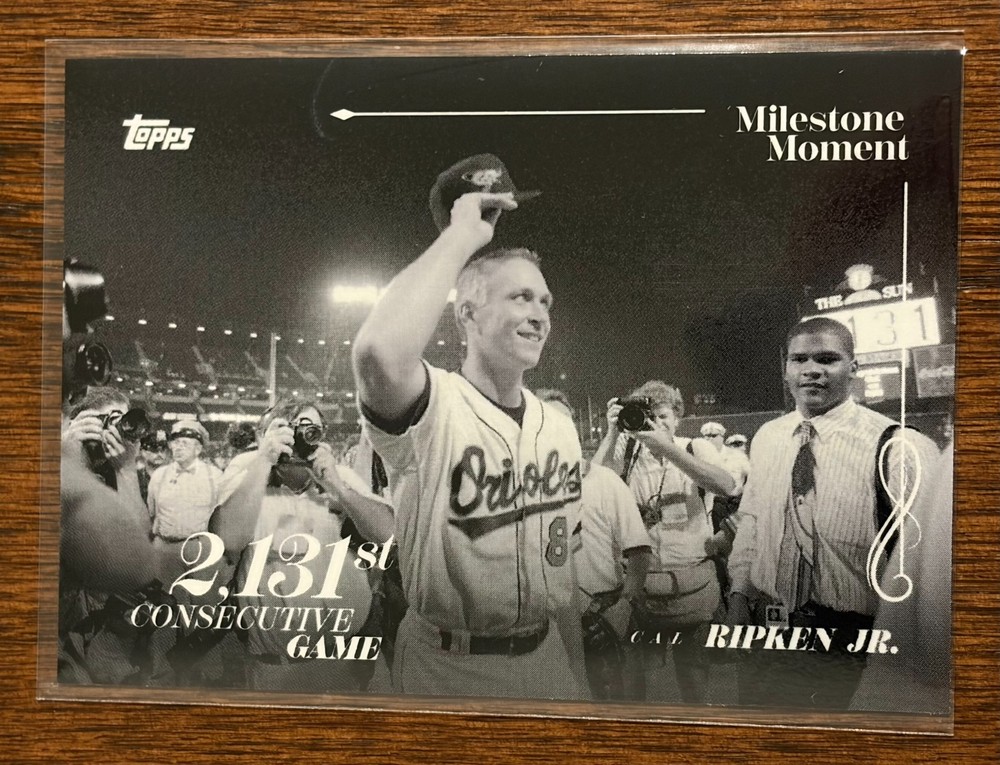 2022 Topps Black & White MM-9 Cal Ripkin Jr. Milestone Moments Baltimore Orioles