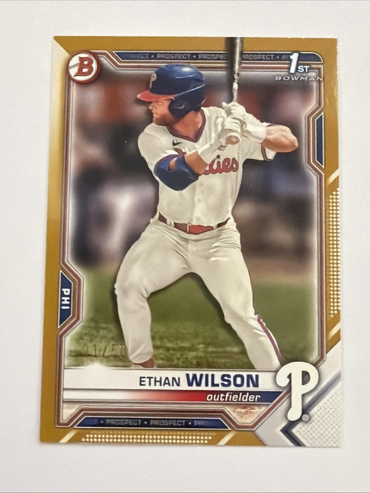 2021 Bowman Draft ETHAN WILSON Gold Paper 1st Bowman (BD-140) 21/50!