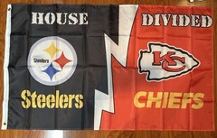 Kansas City Chiefs Pittsburgh Steelers House Divided Rivalry Flag 3×5 Banner