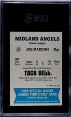 Joe Maddon 1985 TCMA #10 Midland Angels RC Rookie SGC 10 GEM