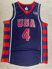 Custom Retro Iverson # 4 James #9 USA Basketball Jersey Stitched Embroidered 04