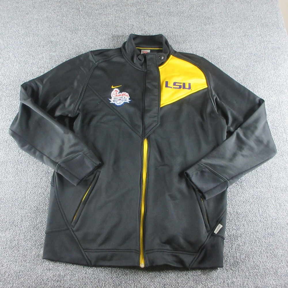 LSU Tigers Jacket Mens L Black NCAA Football Nike Chick-fil-A Bowl Full Zip