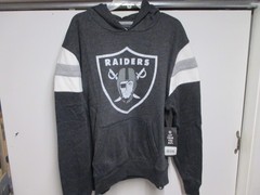 LAS VEGAS RAIDERS (47 BRAND) MENS HOODED SWEATSHIRT (XL) NWT BLACK, WHITE &GRAY