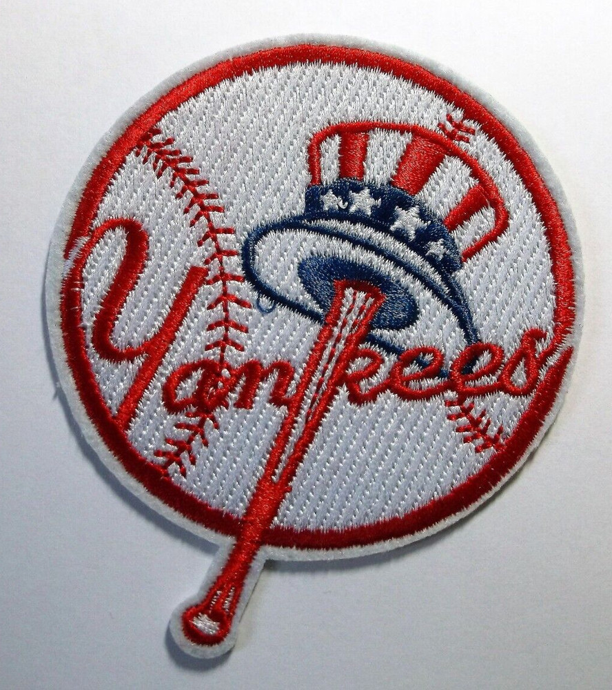 New York Yankees NY Top Hat Embroidered PATCH~3 1/2&Prime; x 3 1/8&Prime;~Iron On~MLB