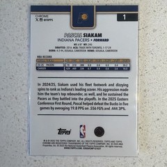 2025-26 Topps Chrome – Pascal Siakam #1 Blue Basketball Border Refractor /150