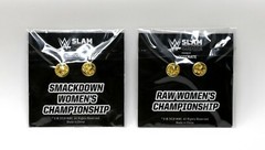 Lot of 2 WWE Women&rsquo;s Raw RED & Smackdown BLUE Championship Pins Loot Slam Crate