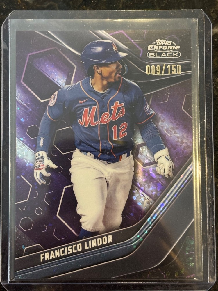 Francisco Lindor /150 2023 Topps Chrome Black PURPLE MINI DIAMOND Refractor #33