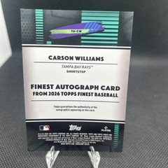 CARSON WILLIAMS 2026 Topps Finest Rookie ON CARD AUTO #FA-CW Rays RC SP