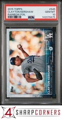 2015 TOPPS RAINBOW FOIL #545 CLAYTON KERSHAW POP 2 PSA 10