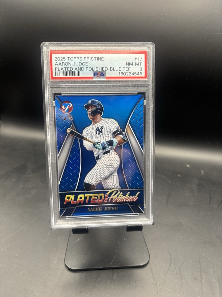2025 Topps Pristine – Plated/Polished Aaron Judge #PP-17 Blue /75 PSA 8