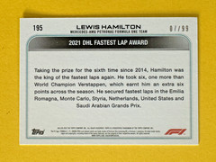 2022 Topps Formula 1 #195 Lewis Hamilton Mercedes Racing /99 Blue Card NrMT