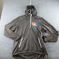 Cleveland Browns Jacket Mens Medium Brown NFL Football Nike Hooded Quarter Zip