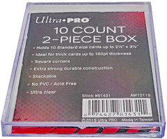 1 Ultra Pro 10 Count Clear 2-Piece Card Storage Box New Case Sport Trading Slide