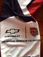 Scarf United States Soccer & Chevrolet Official Red Navy White Stripe Fringe