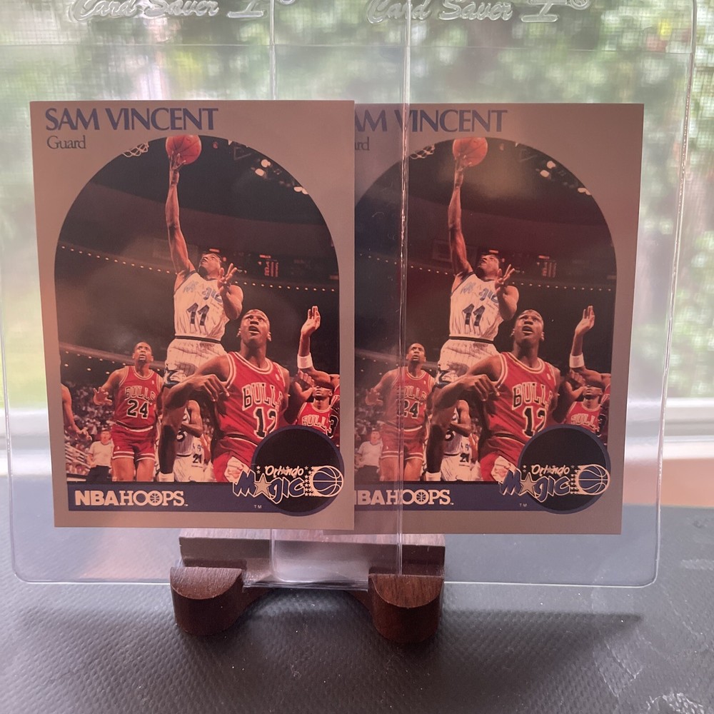Lot of (2) 1990-91 NBA Hoops Sam Vincent Card #223 (Jordan #12 Jersey)