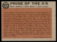 1962 Topps #127 PRIDE OF THE A&rsquo;S Siebern Bauer Lumpe NM-MT