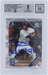 Riley Greene Tigers Signed 2019 Bowman Chrome BDC-50 BAS 9/10 Rookie Card w/Insc
