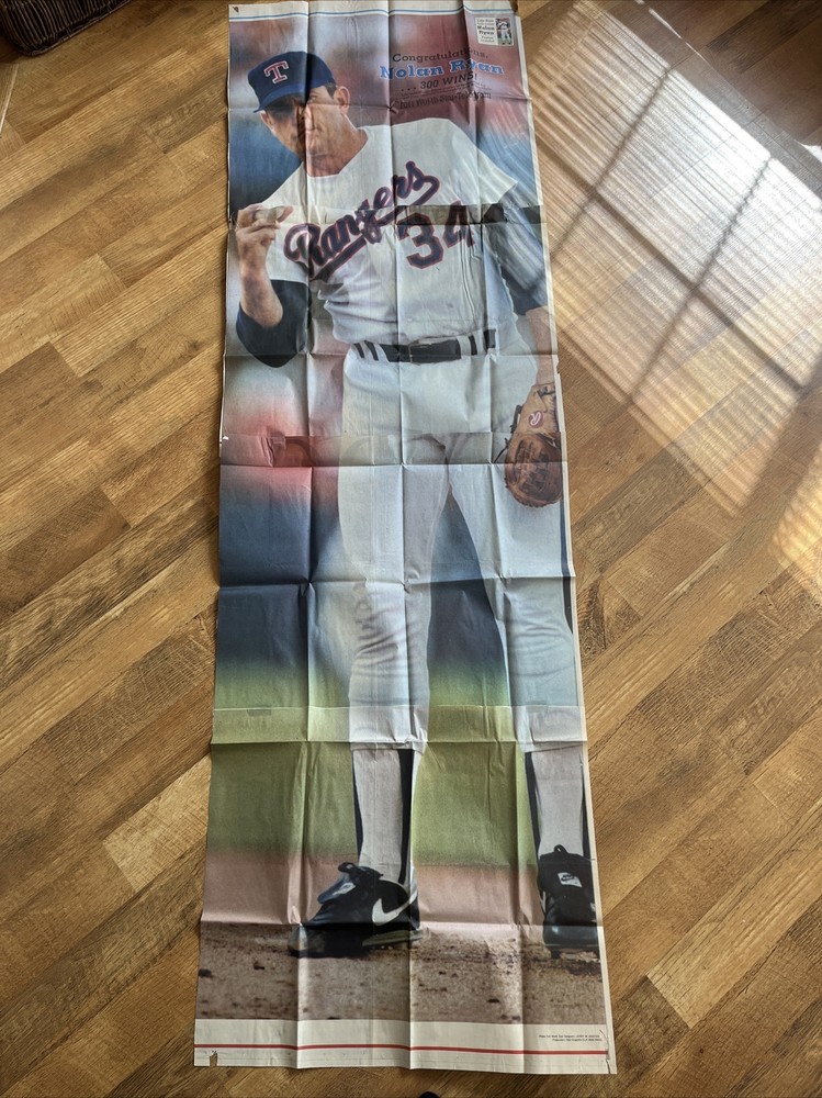 Vintage Ultra Rare Life Size Newspaper Nolan Ryan 6.5 Ft Tall; 8-1-90 – Ft Worth