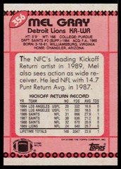 Mel Gray, 1990 Topps, #356, Detroit Lions,