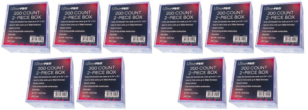 10 Ultra Pro 200 Count Clear 2-Piece Card Storage Boxes Case Sports Trading mtg