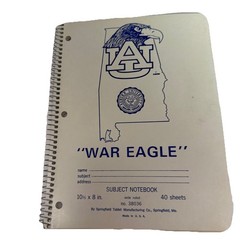 VINTAGE Alabama Auburn War Eagle Spiral Subject Notebook Made In USA 10.5 X 8
